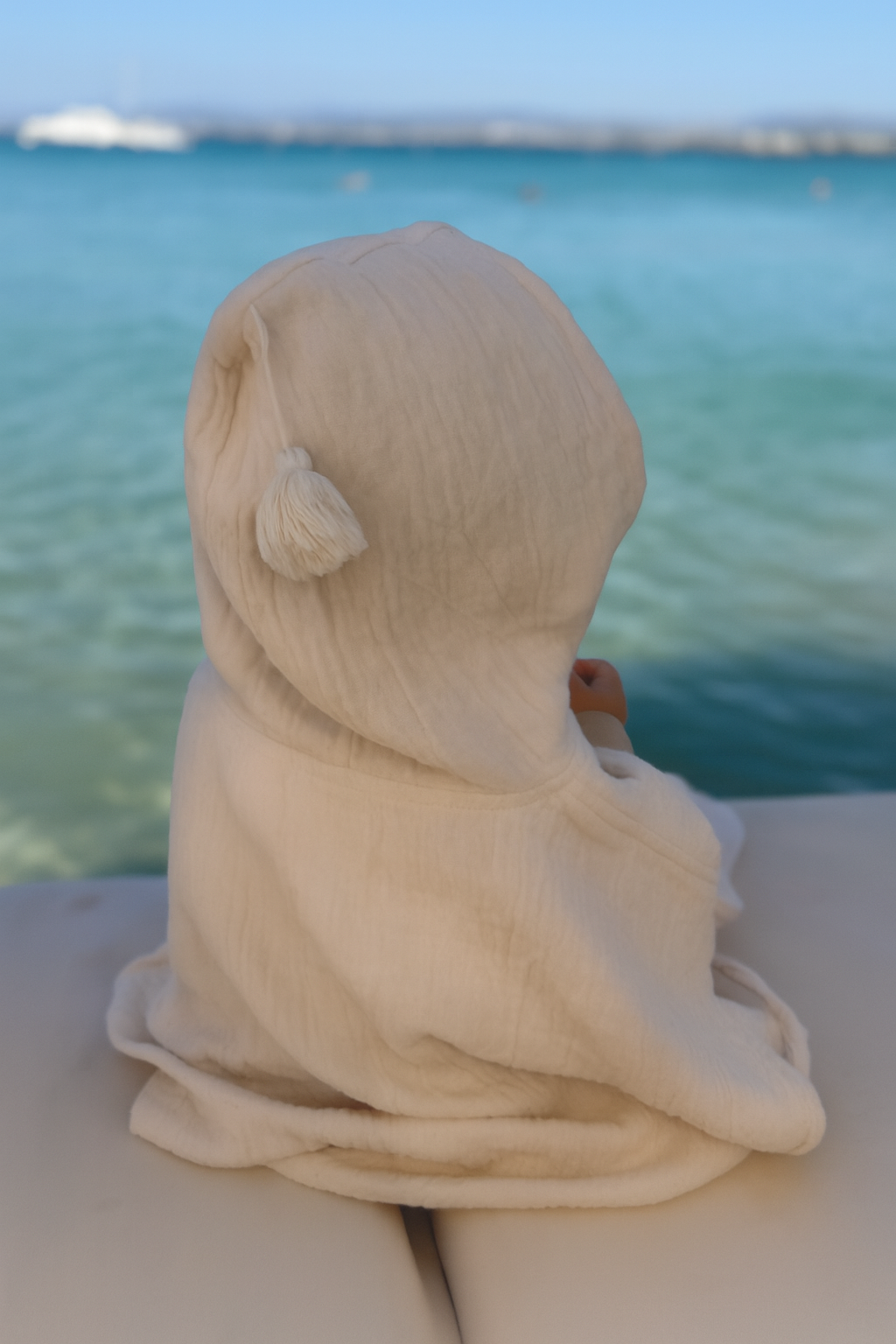 Musselin Poncho | 100 % Bio-Baumwolle | Beige