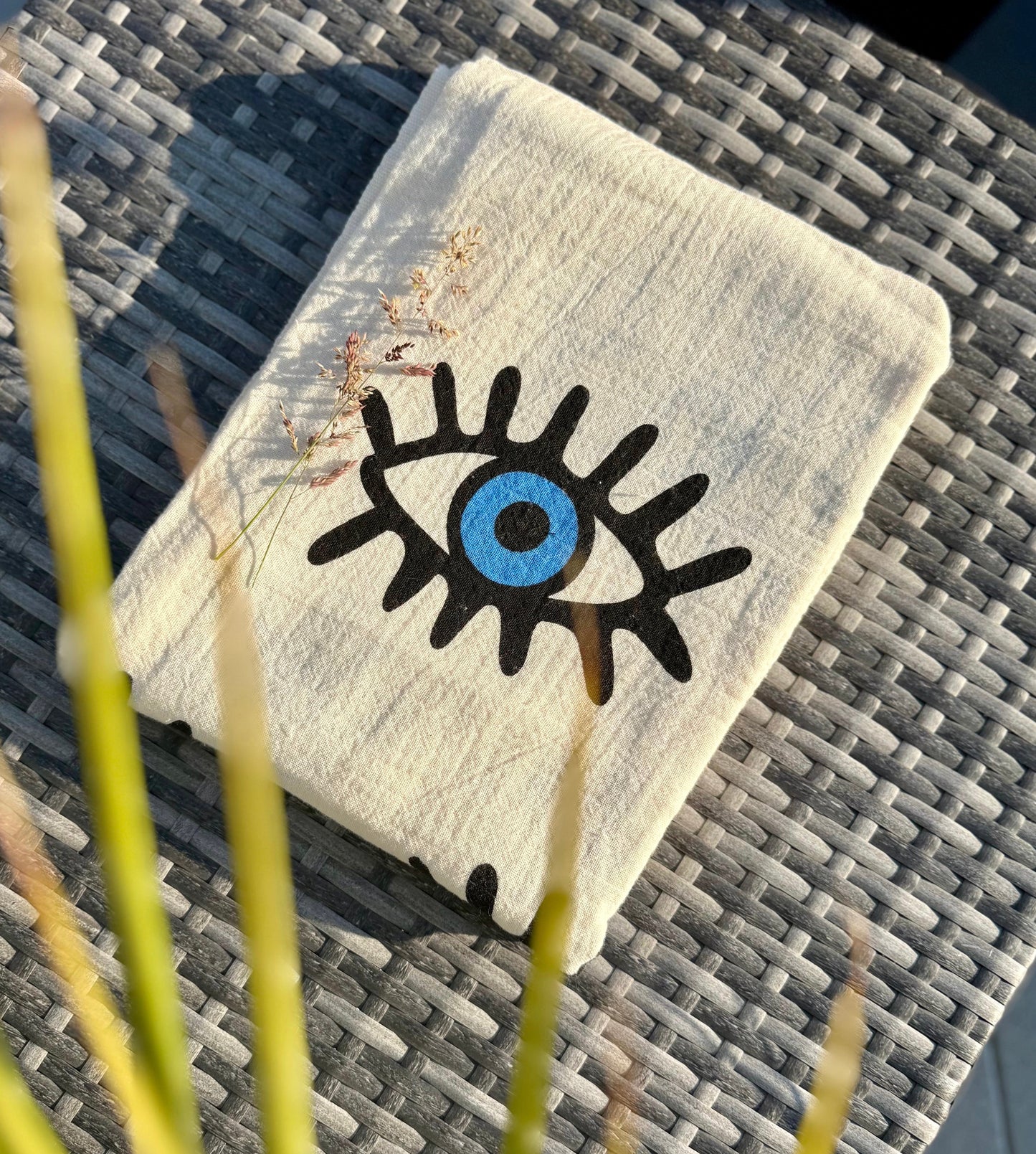 Musselin Strandtuch | 100 % Bio-Baumwolle | Eye-Motiv