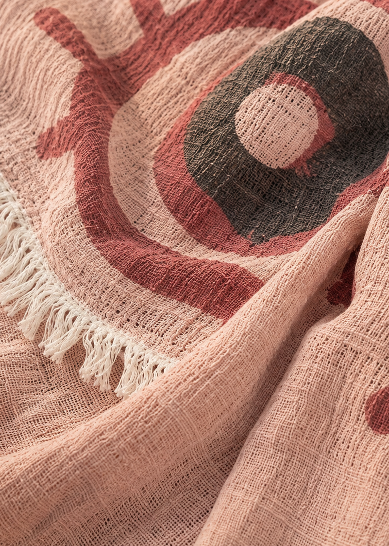 Musselin Bademantel Damen | Kimono Morgenmantel | Terrakotta Rot | 100% Bio-Baumwolle