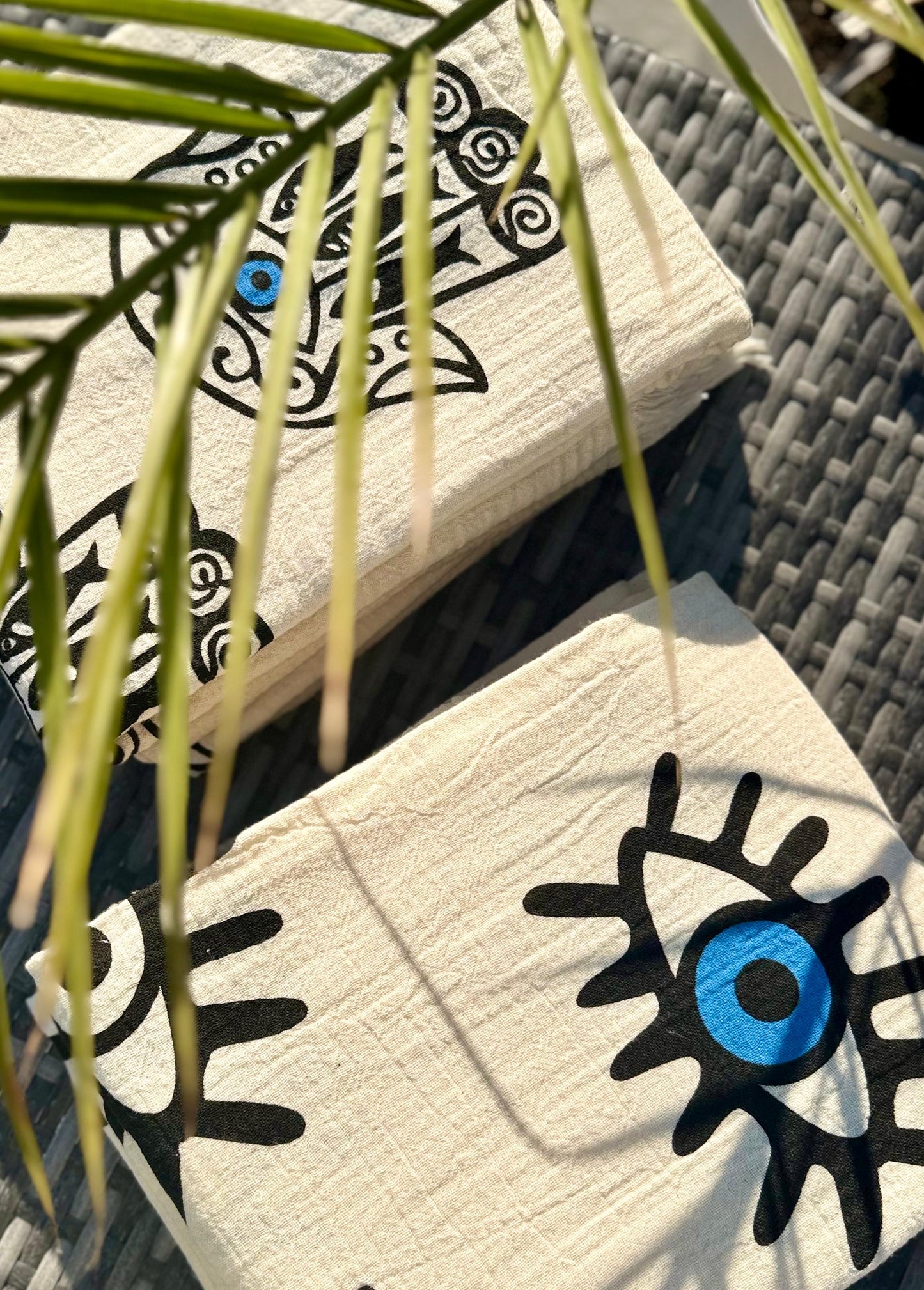 Musselin Strandtuch | 100 % Bio-Baumwolle | Hamsa-Motiv