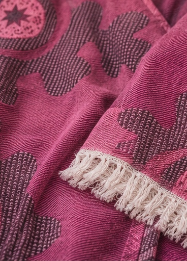 Musselin Bademantel Damen | Kimono Morgenmantel | Cassis Violett | 100% Bio-Baumwolle