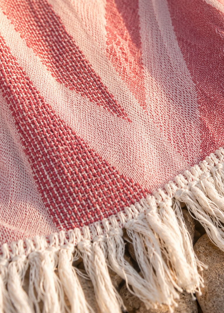 Musselin Bademantel Damen | Kimono Morgenmantel | Palmen Rosa | 100% Bio-Baumwolle
