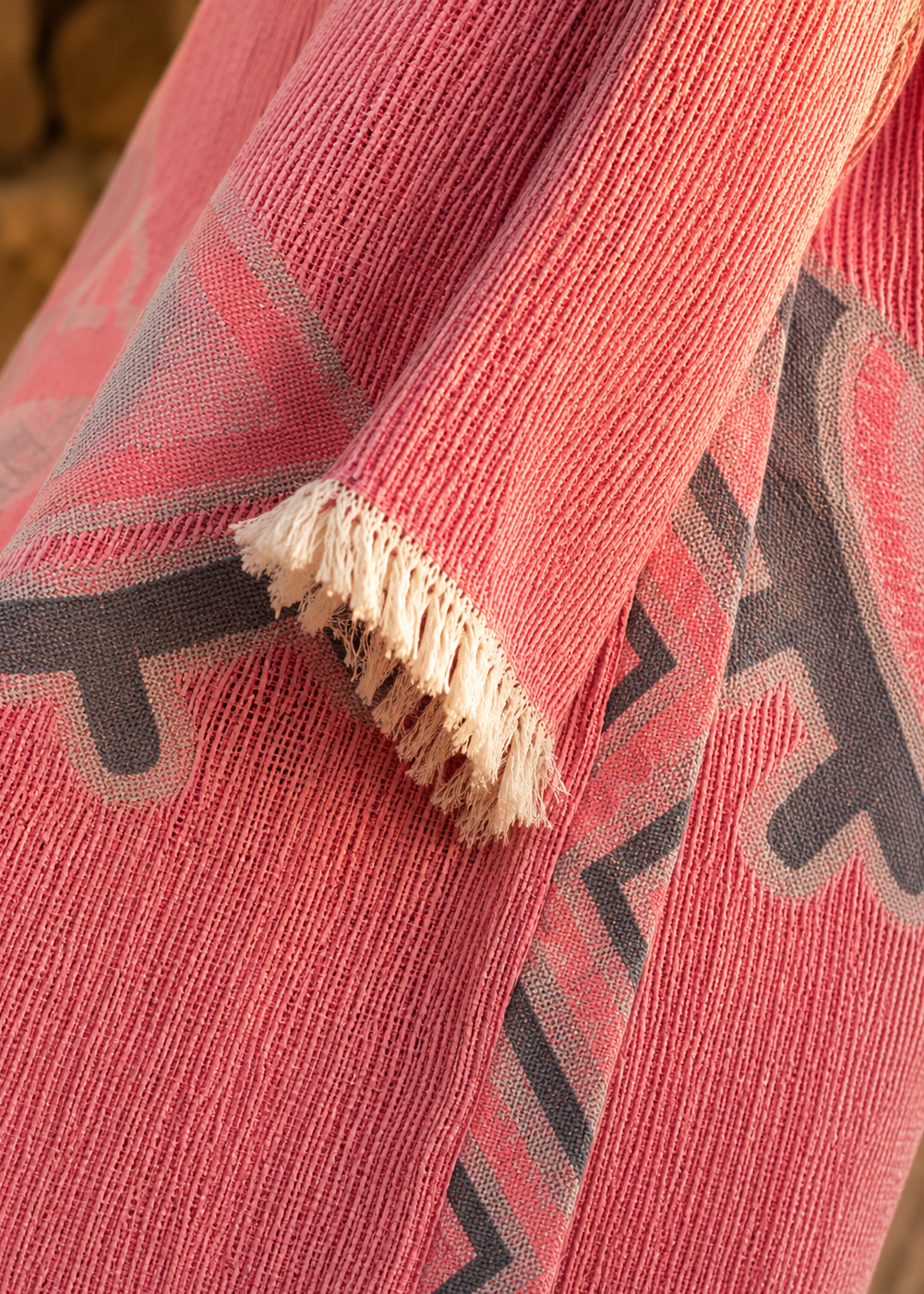 Musselin Bademantel Damen | Kimono Morgenmantel | Hibiskus Rosa | 100% Bio-Baumwolle