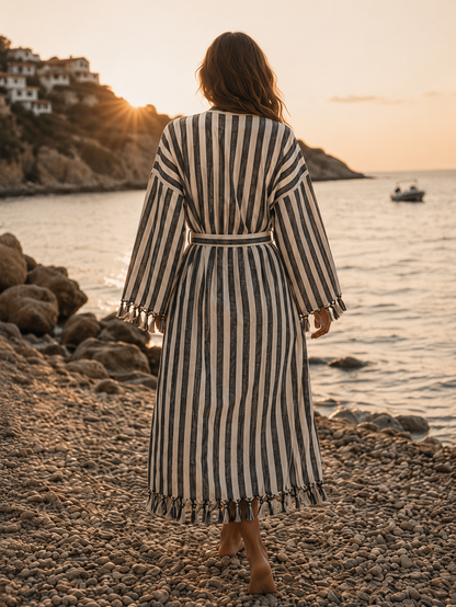 Premium Bademantel Damen | Pestemal Kimono Morgenmantel | Handmade | 100% Bio-Baumwolle