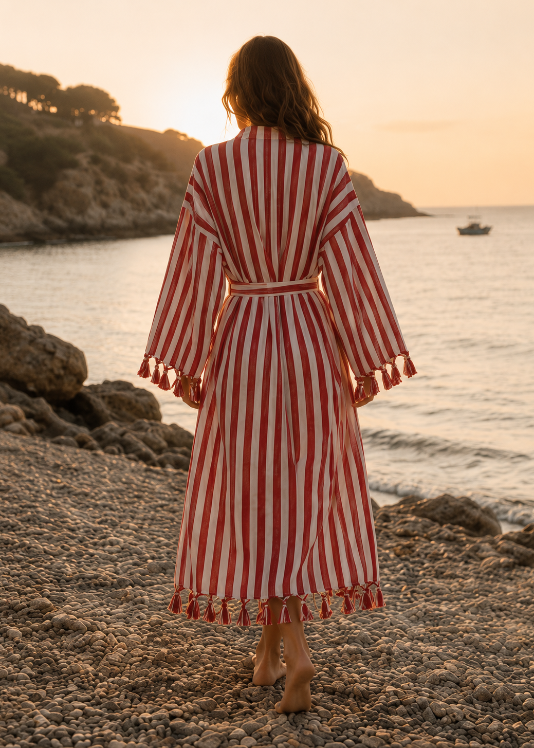 Premium Bademantel Damen | Pestemal Kimono Morgenmantel | Handmade | 100% Bio-Baumwolle