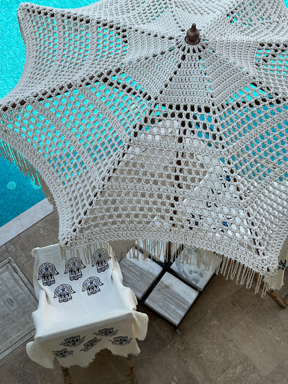 Musselin Sauna- & Strandtuch | 100% Bio-Baumwolle | Hamsa-Motiv