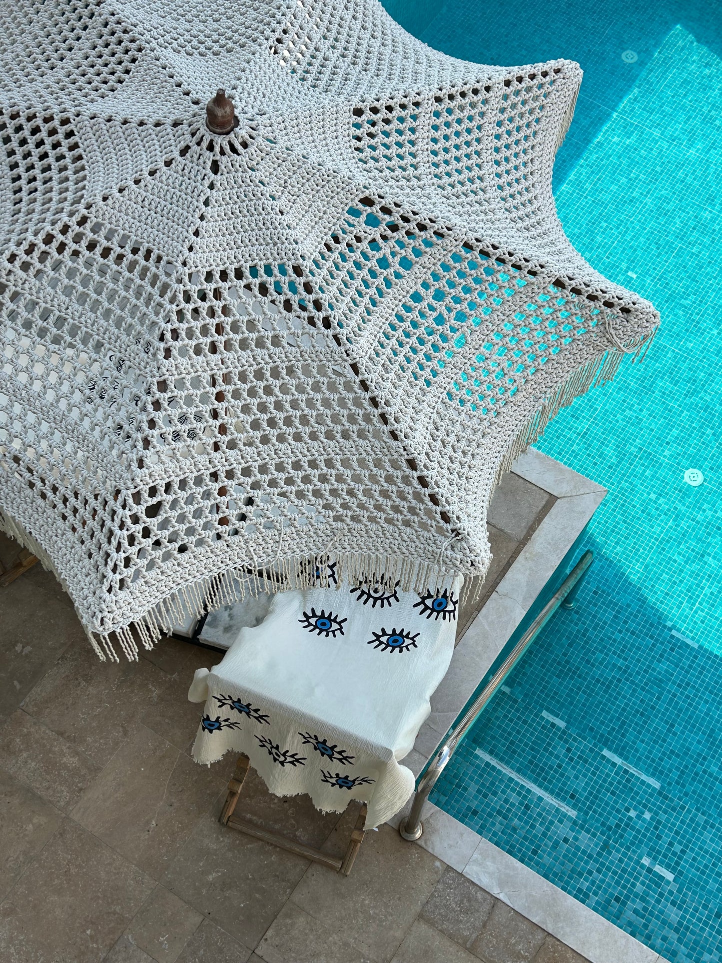 Musselin Sauna- & Strandtuch | 100% Bio-Baumwolle | Eye-Motiv