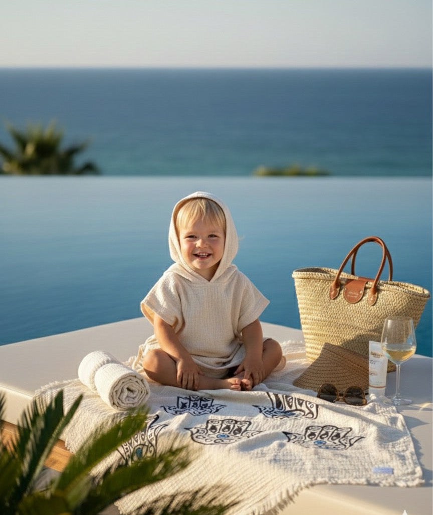 Musselin Poncho | 100% Bio-Baumwolle | Beige