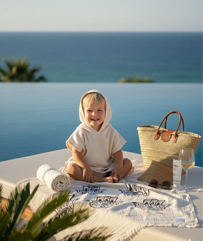 Musselin Poncho | 100% Bio-Baumwolle | Beige