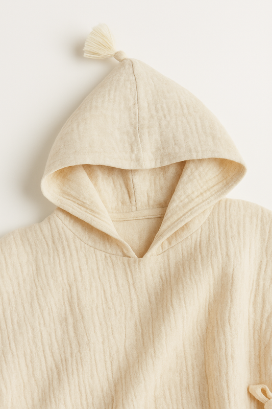 Musselin Poncho | 100 % Bio-Baumwolle | Beige