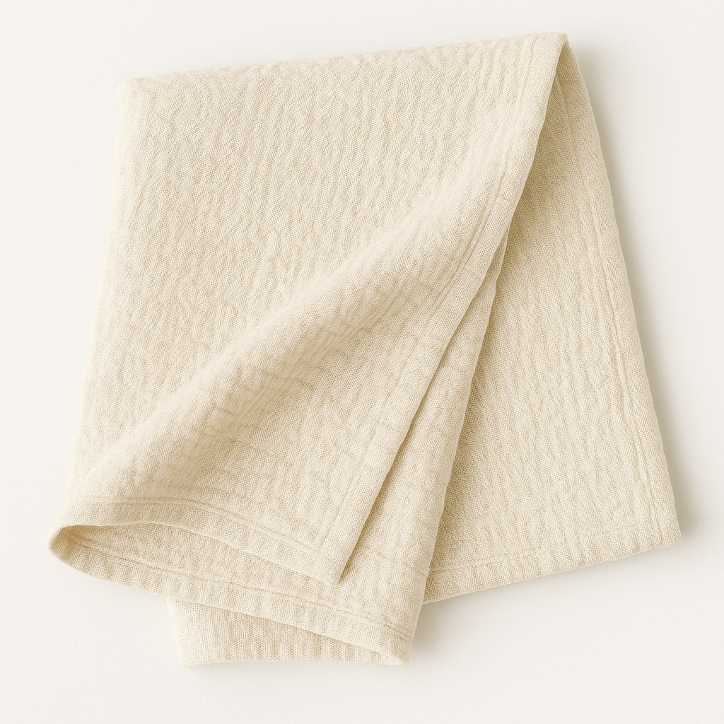 Musselin Babydecke in Beige - 100% Bio-Baumwolle | Boho Look | weich & atmungsaktiv | 85 x 85 cm